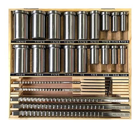 30pcs Keyway Broach Set, Inch Sized 5pcs Broaches 1/2''-1-1/2'' 18pcs Bushings and 7pcs Shims for CNC Machine Precision Engineering in Kuwait