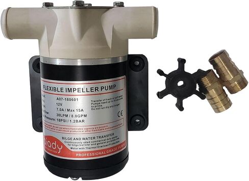 Flexible 12V 8 GPM 30 LPM Self Priming Centrifugal Impeller Pump Boat RV in Kuwait