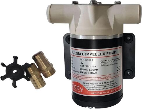 Flexible 12V 8 GPM 30 LPM Self Priming Centrifugal Impeller Pump Boat RV in Kuwait