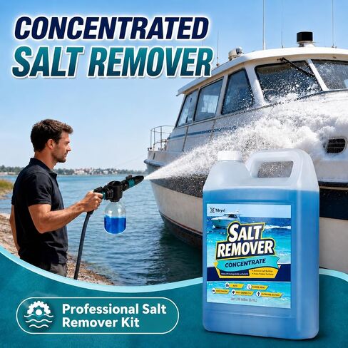 1 Gallon Salt Remover Concentrate, Marine Salt Wash & Engine Flush, Road Salt Cleaner & Corrosion Protection for Boats, Outboard Motors, Trailers, Jet Skis, RVs, ATVs, Cars & Fishing Gear | Salt Remover in Kuwait