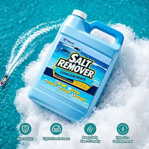 1 Gallon Salt Remover Concentrate, Marine Salt Wash & Engine Flush, Road Salt Cleaner & Corrosion Protection for Boats, Outboard Motors, Trailers, Jet Skis, RVs, ATVs, Cars & Fishing Gear | Salt Remover in Kuwait