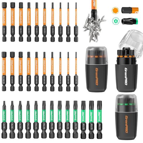 GRENPRO 20Pcs Allen Wrench Drill Bit Set, 1/4" Hex Screwdriver Bit Set, S2 Steel Impact Driver Bit Set with Storage Organizer, CNC Machined Tips with Magnetism in Kuwait