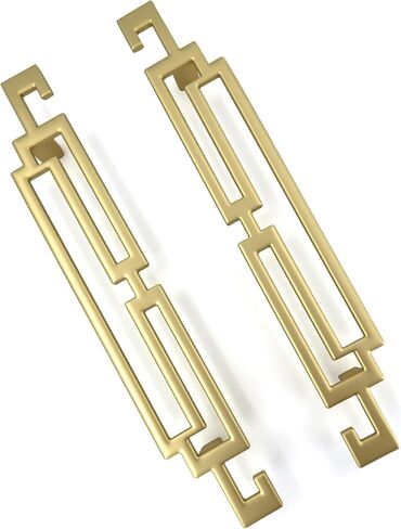 2 Pack 5 Inch (128mm) Brushed Gold Cabinet Pulls - Chinese Vintage Oriental Drawer Handles, Zinc Alloy Decorative Cut-Out Hardware for Kitchen Cabinets, Wardrobe, Dresser & Bathroom Vanity in Kuwait