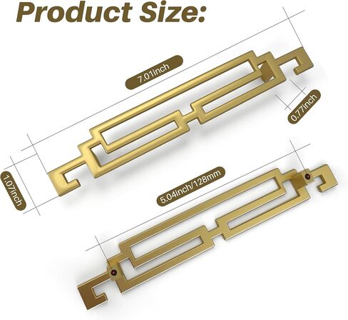 2 Pack 5 Inch (128mm) Brushed Gold Cabinet Pulls - Chinese Vintage Oriental Drawer Handles, Zinc Alloy Decorative Cut-Out Hardware for Kitchen Cabinets, Wardrobe, Dresser & Bathroom Vanity in Kuwait