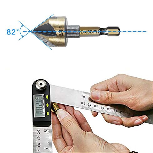 Countersink Drill Bit Set, 5pc, 1/4" Hex Shank, 82 Degree Countersink Holes for Screws to Sit Flush or Under the Surface of Metal Wood Plastic, Sizes 1/4, 3/8, 1/2, 5/8, 3/4 Inches with Storage Case in Kuwait