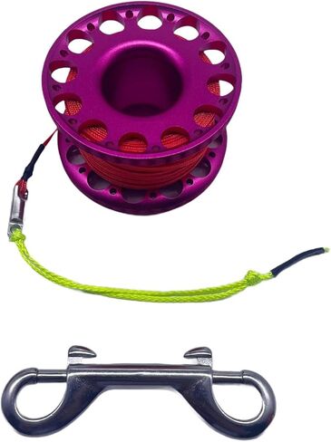 Scuba Diving Reel Portable Finger Spool with Aluminum Alloy Material Easily Identifiable Line Double Ended Bolt Clip Compact Size Suitable, Pink Reel in Kuwait