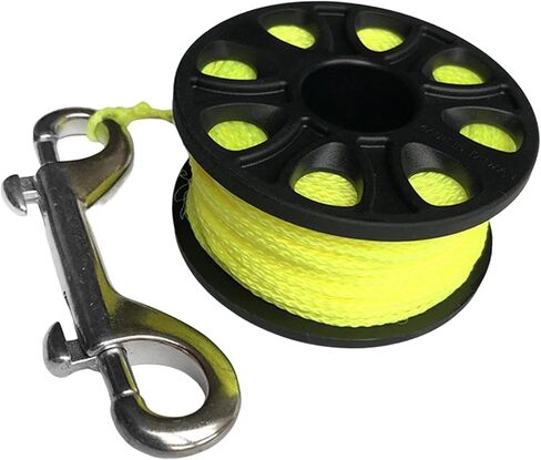 harayaa Dive Reel Scuba Diving Finger Reel Spool with Pre Spooled Nylon Line Stainless Steel Double Ended Snap Hook Smooth Line Deployment Secure, Fluorescent Yellow in Kuwait