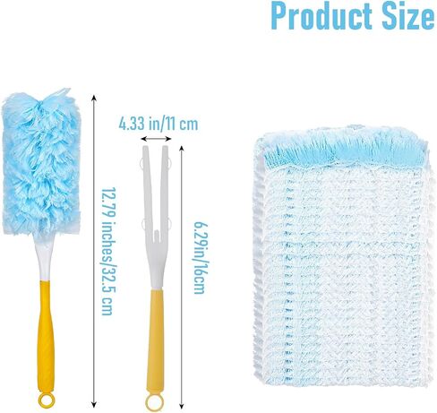 60 Count Heavy Duty Microfibre Dusters Duster Refills Disposable Cleaning Duster Kit Multi-Surface Dusters with 6 Handles for Cleaning Pet Hair Blinds Vents Home Furniture Ceiling Fan in Kuwait