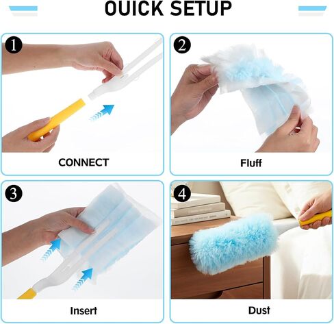 60 Count Heavy Duty Microfibre Dusters Duster Refills Disposable Cleaning Duster Kit Multi-Surface Dusters with 6 Handles for Cleaning Pet Hair Blinds Vents Home Furniture Ceiling Fan in Kuwait