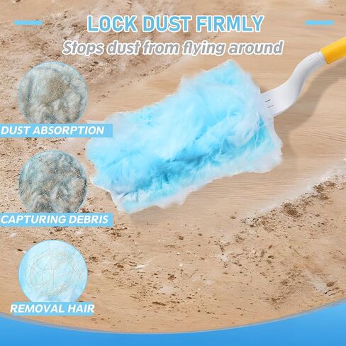 60 Count Heavy Duty Microfibre Dusters Duster Refills Disposable Cleaning Duster Kit Multi-Surface Dusters with 6 Handles for Cleaning Pet Hair Blinds Vents Home Furniture Ceiling Fan in Kuwait