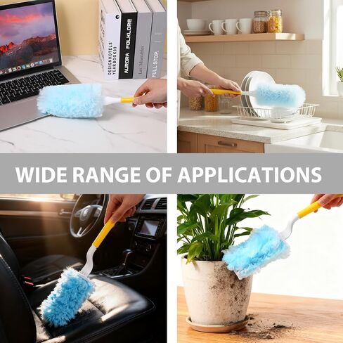 60 Count Heavy Duty Microfibre Dusters Duster Refills Disposable Cleaning Duster Kit Multi-Surface Dusters with 6 Handles for Cleaning Pet Hair Blinds Vents Home Furniture Ceiling Fan in Kuwait