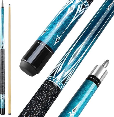 Pool Cue, 58 inch Maple Billiard Pool Cue Sticks for Adults with 13mm Leather Tip, 20oz Professional Pool Sticks with Anti-Slip Thread Wrapping for Billiard House Bar(Blue 20oz) in Kuwait