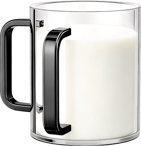 Acrylic Washing Cup, 5 x 4 in Netilat Yadayim Cup with Dual Black Handles, Sturdy and Easy to Pour for Ritual Ablution, Thoughtful Gift in Kuwait