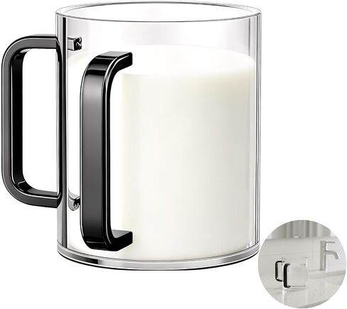 Acrylic Washing Cup, 5 x 4 in Netilat Yadayim Cup with Dual Black Handles, Sturdy and Easy to Pour for Ritual Ablution, Thoughtful Gift in Kuwait