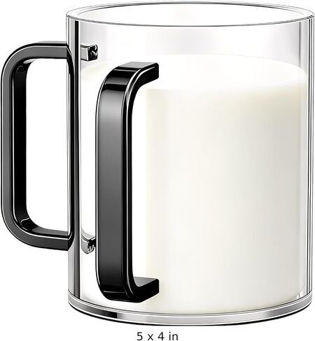 Acrylic Washing Cup, 5 x 4 in Netilat Yadayim Cup with Dual Black Handles, Sturdy and Easy to Pour for Ritual Ablution, Thoughtful Gift in Kuwait