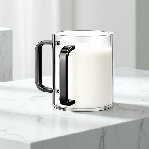 Acrylic Washing Cup, 5 x 4 in Netilat Yadayim Cup with Dual Black Handles, Sturdy and Easy to Pour for Ritual Ablution, Thoughtful Gift in Kuwait
