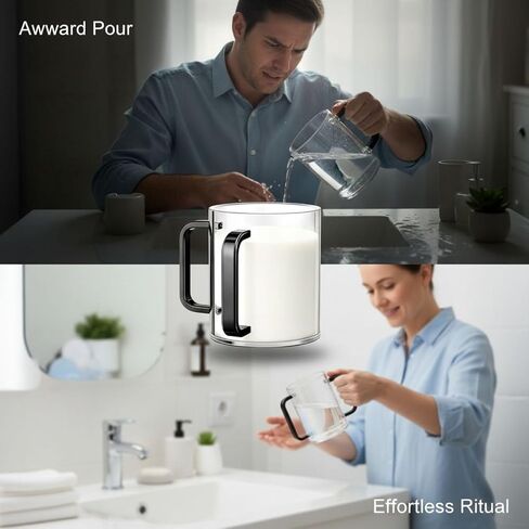 Acrylic Washing Cup, 5 x 4 in Netilat Yadayim Cup with Dual Black Handles, Sturdy and Easy to Pour for Ritual Ablution, Thoughtful Gift in Kuwait