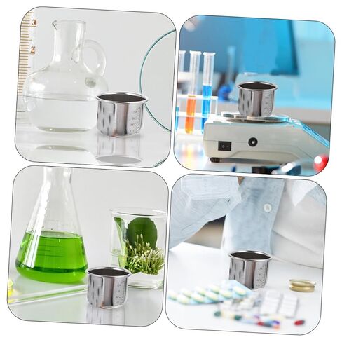SOLUSTRE 2pcs Stainless Steel Medicine Measuring Cups 40ml Capacity with Scale Markings for Accurate Dosage and Home Use in Kuwait