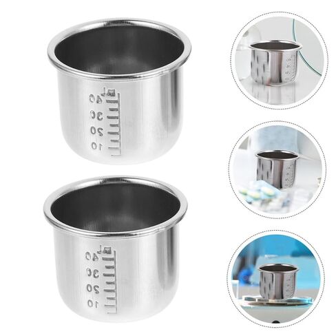 SOLUSTRE 2pcs Stainless Steel Medicine Measuring Cups 40ml Capacity with Scale Markings for Accurate Dosage and Home Use in Kuwait