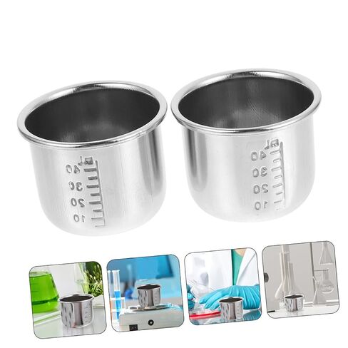 SOLUSTRE 2pcs Stainless Steel Medicine Measuring Cups 40ml Capacity with Scale Markings for Accurate Dosage and Home Use in Kuwait