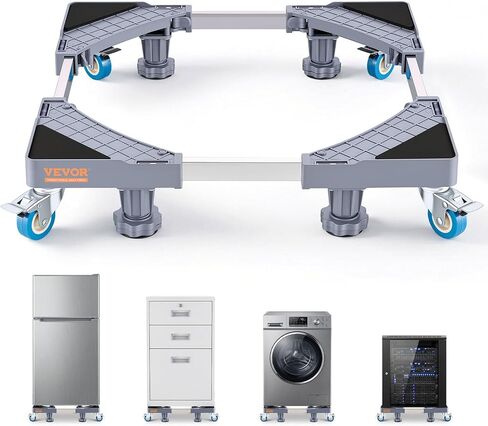VEVOR Mini Fridge Stand, 16’’-25'' Adjustable Dolly Washing Machine Stand Base with 4 Strong Feet, 4 Locking Swivel Wheels, Furniture Mover Mobile Base for Washing Machine, Washer and Dryer in Kuwait