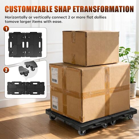 Kavlium 2 Pack Furniture Dolly، 16.9"x11.7" دمية متحركة شديدة التحمل مع 4 عجلات، سطح محكم غير قابل للانزلاق لأجهزة الصناديق المتحركة، أقصى حمولة 500 رطل، أسود in Kuwait