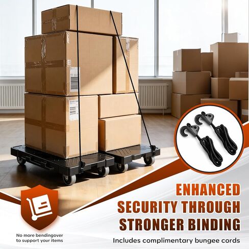 Kavlium 2 Pack Furniture Dolly، 16.9"x11.7" دمية متحركة شديدة التحمل مع 4 عجلات، سطح محكم غير قابل للانزلاق لأجهزة الصناديق المتحركة، أقصى حمولة 500 رطل، أسود in Kuwait