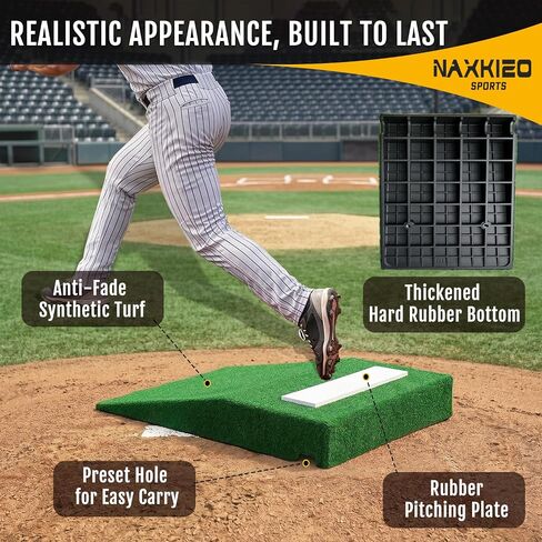 2026 Upgraded Baseball Pitching Mound with Hard Rubber Base, Portable Pitchers Mound with Antifade Synthetic Turf, Rubber Pitching Plate in Kuwait