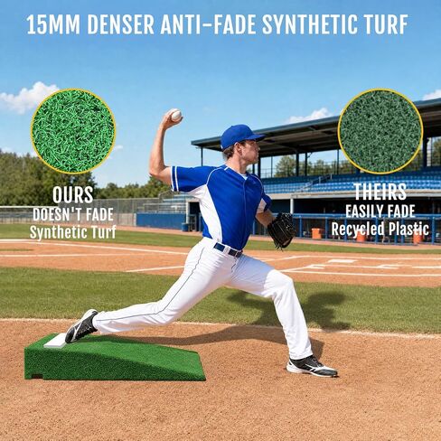2026 Upgraded Baseball Pitching Mound with Hard Rubber Base, Portable Pitchers Mound with Antifade Synthetic Turf, Rubber Pitching Plate in Kuwait