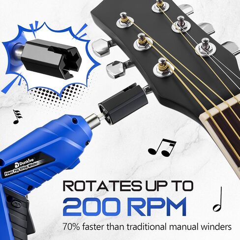 Guitar Tool Set, Rechargeable 200RPM Electric String Winder with LED, String Cutter, Action Gauge Ruler, Bridge Pin Puller, 10 Screwdriver Bits, 6 Guitar Picks & Cleaning Cloth in Kuwait