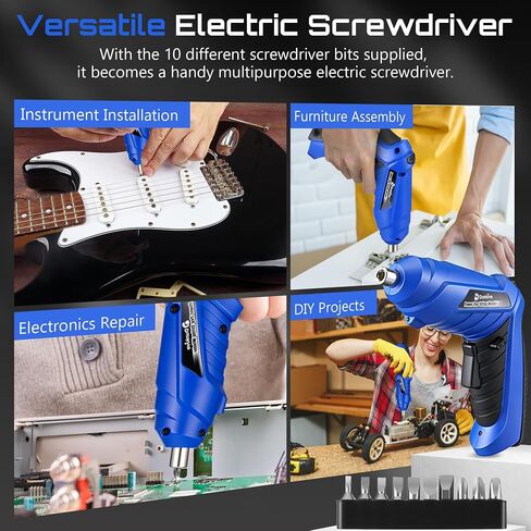 Guitar Tool Set, Rechargeable 200RPM Electric String Winder with LED, String Cutter, Action Gauge Ruler, Bridge Pin Puller, 10 Screwdriver Bits, 6 Guitar Picks & Cleaning Cloth in Kuwait