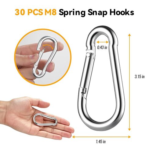 30PCS 3 Inch Heavy Duty Spring Snap Hook, M8 5/16" Galvanized Steel Carabiner Clip, 500LBS Quick Link for Hammock, Swing, Gym, Outdoor, Camping, Dog Leash – Heavy Duty Carabiner Bulk in Saudi Arabia