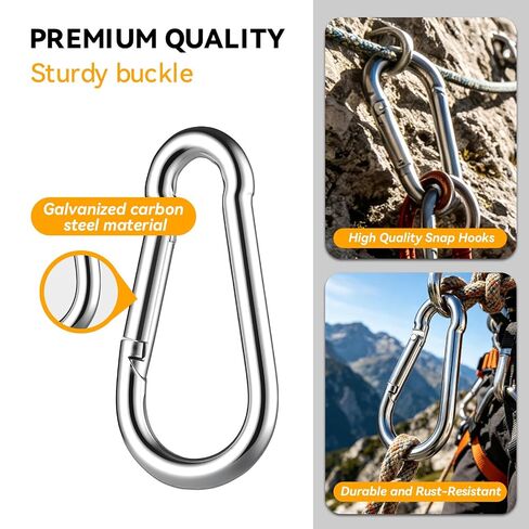 30PCS 3 Inch Heavy Duty Spring Snap Hook, M8 5/16" Galvanized Steel Carabiner Clip, 500LBS Quick Link for Hammock, Swing, Gym, Outdoor, Camping, Dog Leash – Heavy Duty Carabiner Bulk in Saudi Arabia