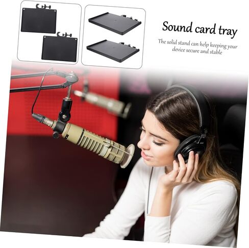 Toddmomy 2pcs Microphone Stand Tray Holder Durable Live Sound Card Rack Accessory with Raised Edges Easy Install for Broadcasting Singing and Recording Accessories Storage in Kuwait