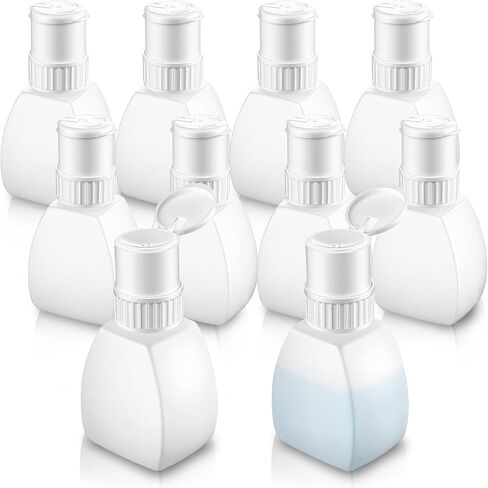 10 Pcs 8 oz Empty Plastic Alcohol Dispenser Push Down, Twist and Lock Alcohol Pump Dispenser Bottle, Nail Polish Remover Pump Easy Snap and Store, White in Kuwait