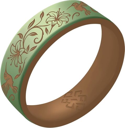 خاتم من السيليكون للطيور الطنانة الذهبية من Knot Theory للنساء - أخضر نعناعي، وردي لؤلؤي، أرجواني لافندر، أبيض وردي ذهبي، طبقة مزدوجة قابلة للتنفس ومريحة تناسب عرض النطاق الترددي 6 مم in Kuwait