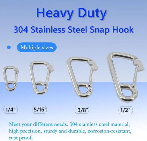 4-Pack 5/16 Inch Heavy Duty Snap Hook, 304 Stainless Steel Spring Clip for Boating, Marine, Garage, and Workshop Organization – Rustproof Utility Hardware in Kuwait