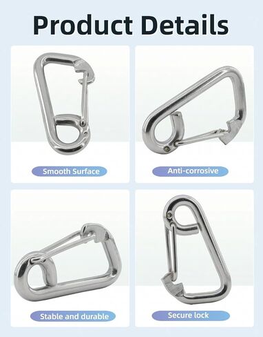 4-Pack 5/16 Inch Heavy Duty Snap Hook, 304 Stainless Steel Spring Clip for Boating, Marine, Garage, and Workshop Organization – Rustproof Utility Hardware in Kuwait