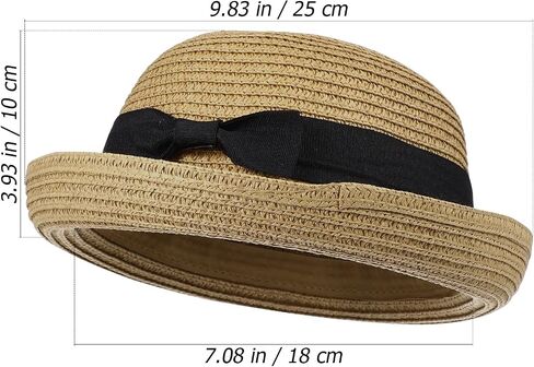 VILLCASE Women Straw Sun Hat with Bowknot Roll-up Wide Brim Dome Design Summer Beach Hat for Outdoor Travel Lightweight and Flexible Free Size Fits Most Khaki in Kuwait