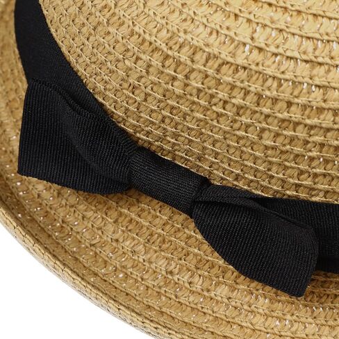 VILLCASE Women Straw Sun Hat with Bowknot Roll-up Wide Brim Dome Design Summer Beach Hat for Outdoor Travel Lightweight and Flexible Free Size Fits Most Khaki in Kuwait