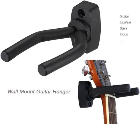 Universal Guitar Hanger Wall Mount with Foam Covered Hooks for Acoustic Electric Bass Mandolin Banjo Space Saving Holder, Black in Kuwait