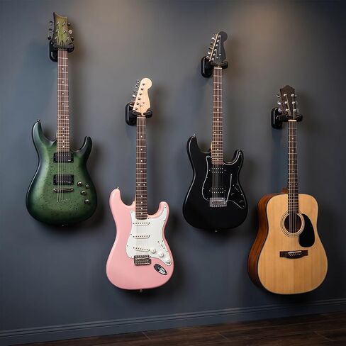 AODSK 3 Pack Auto Lock Guitar Wall Mounts, Black Universal Guitar Wall Hangers for Acoustic Electric Guitar, Ukulele, Bass, Banjo, Mandolin, Secure Guitar and Other Holder Accessories for Home Studio in Kuwait