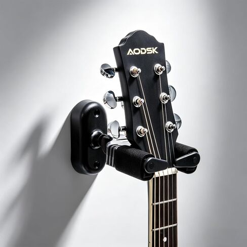 AODSK 3 Pack Auto Lock Guitar Wall Mounts, Black Universal Guitar Wall Hangers for Acoustic Electric Guitar, Ukulele, Bass, Banjo, Mandolin, Secure Guitar and Other Holder Accessories for Home Studio in Kuwait