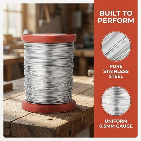 0.5mm Stainless Steel Beehive Frame Wire, 500g Roll for Wax Sheet Holding and Beehive Frame Setup in Kuwait