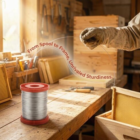 0.5mm Stainless Steel Beehive Frame Wire, 500g Roll for Wax Sheet Holding and Beehive Frame Setup in Kuwait