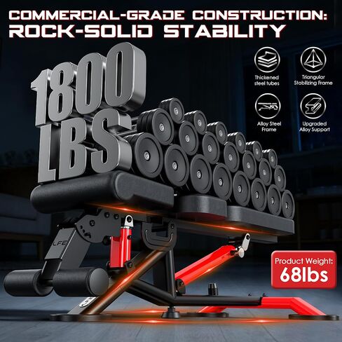 Adjustable Weight Bench for Home Gym, Strength Training Adjustable Workout Benches for Full Body, 1800Lbs Capacity Bench Press for 7 Back & 3 Seat Positions, Flat/Incline/Decline Bench in Kuwait