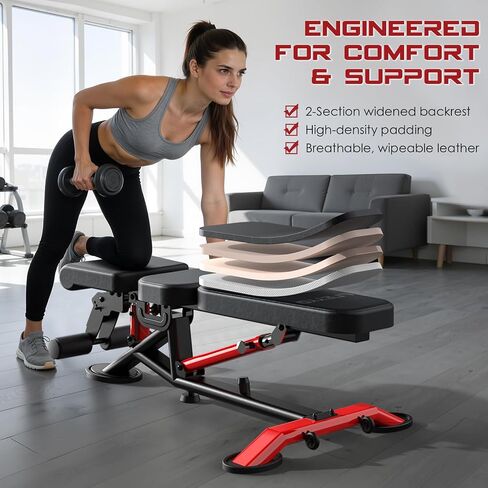 Adjustable Weight Bench for Home Gym, Strength Training Adjustable Workout Benches for Full Body, 1800Lbs Capacity Bench Press for 7 Back & 3 Seat Positions, Flat/Incline/Decline Bench in Kuwait