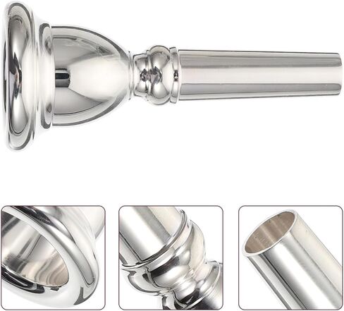 INOOMP Silver Plated Euphonium Mouthpiece Brass Replacement Part for Professional and Beginner Players, Compatible with Euphonium for Practice and Marching Band Use in Kuwait