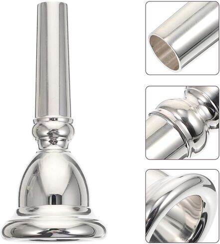 INOOMP Silver Plated Euphonium Mouthpiece Brass Replacement Part for Professional and Beginner Players, Compatible with Euphonium for Practice and Marching Band Use in Kuwait