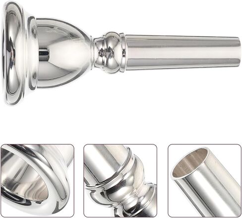 Cabilock Silver Plated Euphonium Mouthpiece Replacement, Brass Euphonium Accessory for Professional and Beginner Players, Small Size Instrument Part for Concert and Practice Use in Kuwait